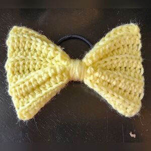 Yellow Crocheted Bow Hair Accessory